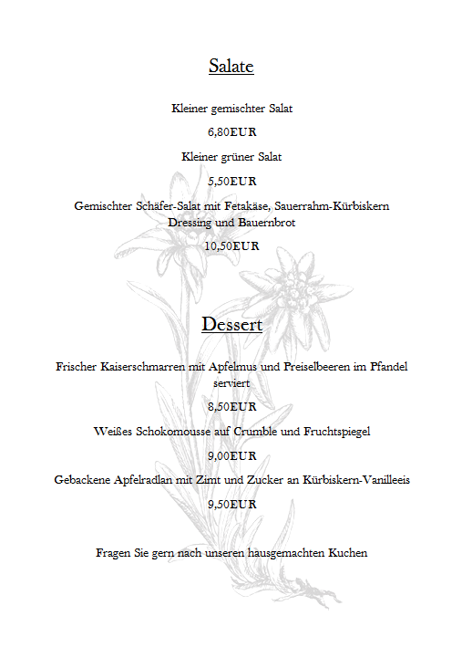 Menu Bauerngasthaus Draxl's Stuben-2