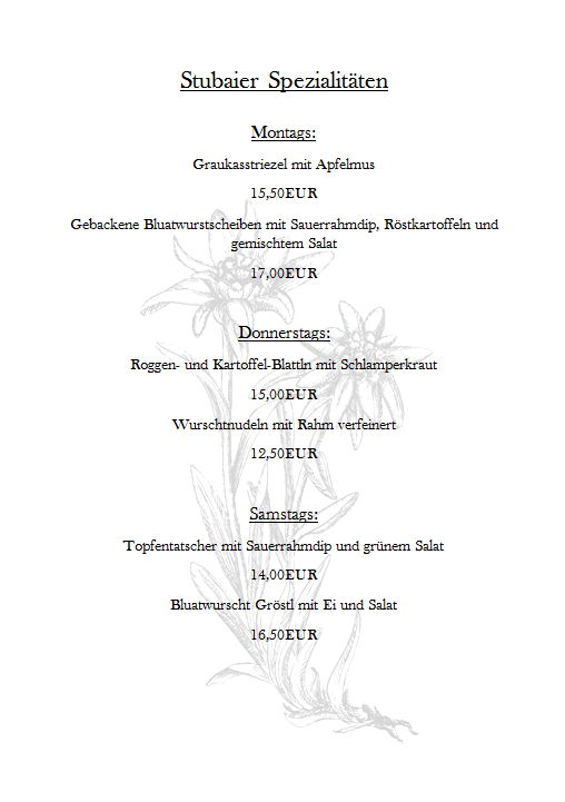 Menu Bauerngasthaus Draxl's Stuben-3