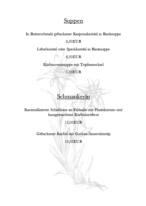 Menu Bauerngasthaus Draxl's Stuben-4